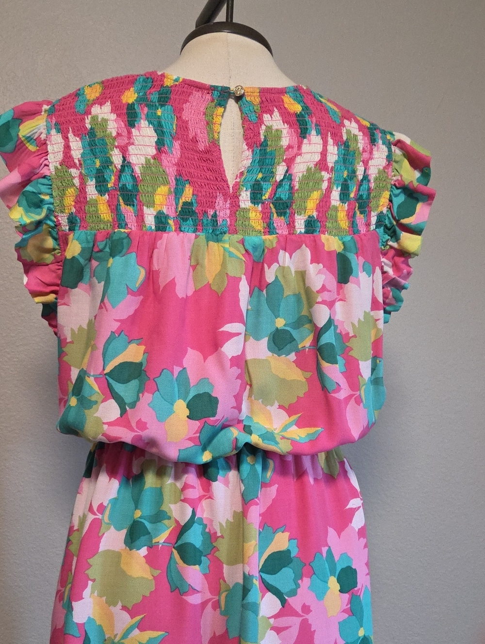 Draper James Pink Multicolor Floral Smocked Midi Dress - Picture 5 of 5